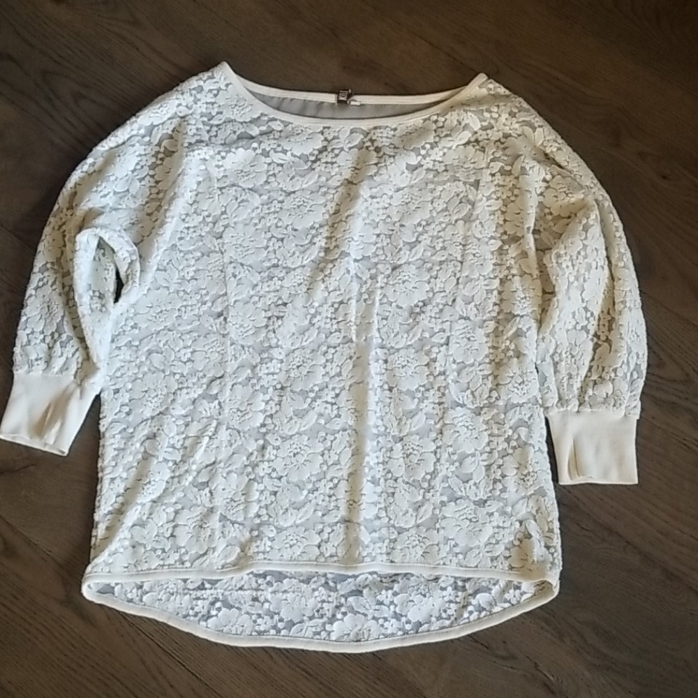 Cream long sleeve lace shirt